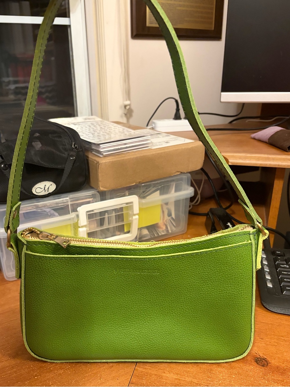PLG Mantis Green Lucy Leather Shoulder Bag